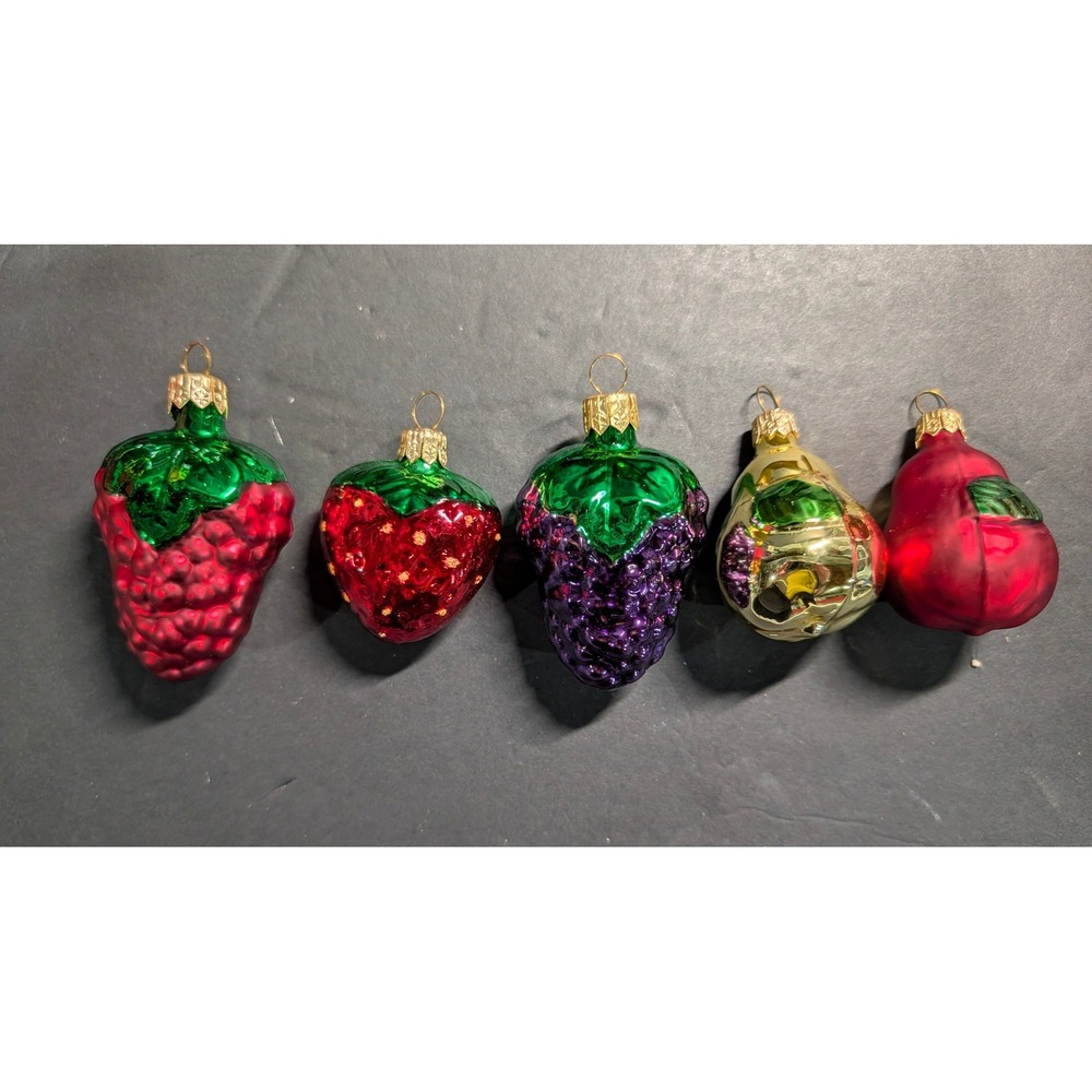Oberfrankische Glas‎ Poland Miniature Fruit Glass Christmas Ornaments Set of 12